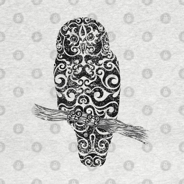 Swirly Owl (black) by VectorInk